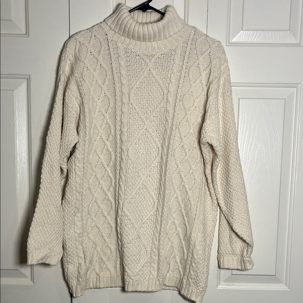 Cherokee Cream Turtleneck Cable Knit Sweater